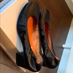 Lanvin black satin heels, size 37, excellent